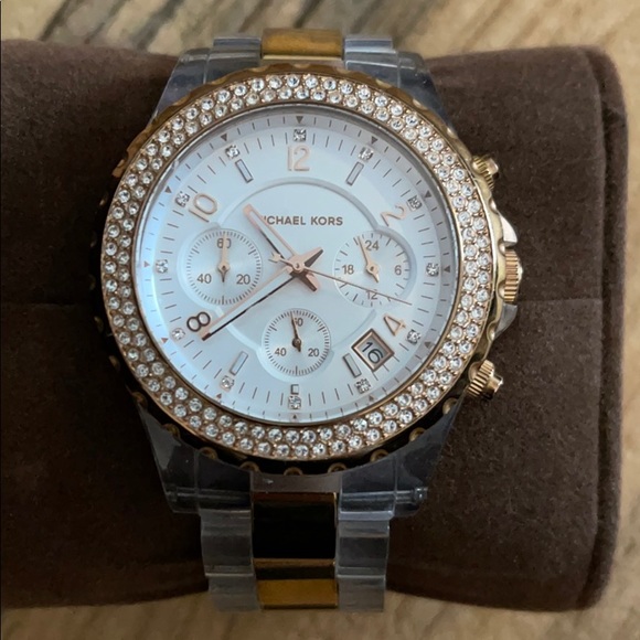 Michael Kors rose gold lucite bling watch